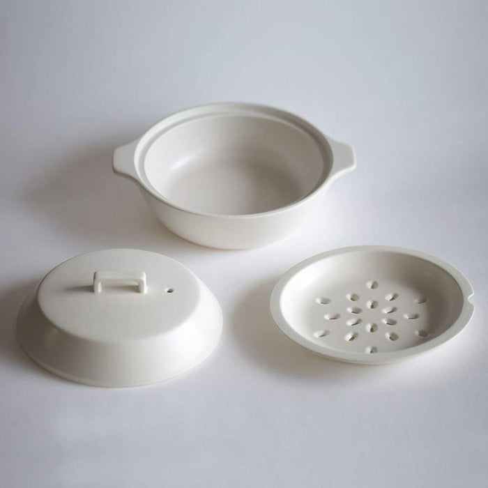 Kinto Kakomi Ih Clay Pot 1.2L White - Japanese Made 25190
