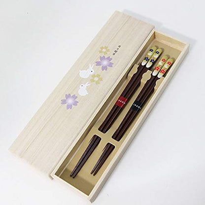 Kobayashi Lacquerware Japan Paulownia Box Couple Chopsticks Raku Rabbit Wooden Gift For Respect For The Aged Day Marriage 60Th Birthday