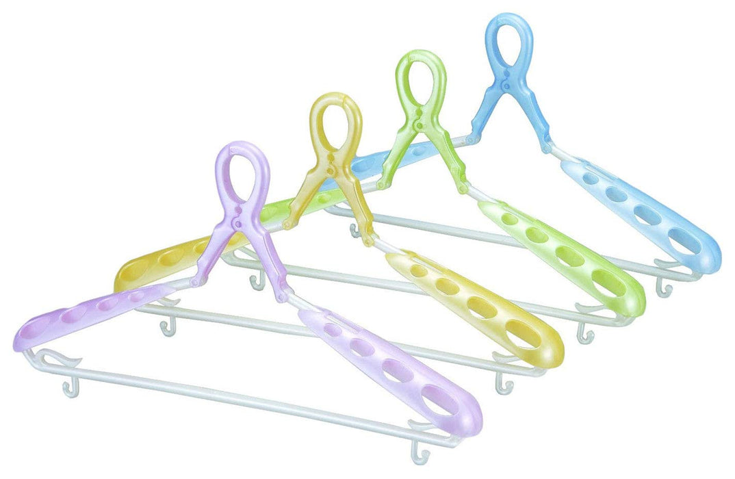 Kokubo Industry 4 Color Laundry Hanger Set With Slide Catch & Pad Elastic & Extendable Japan 6990 4Pcs