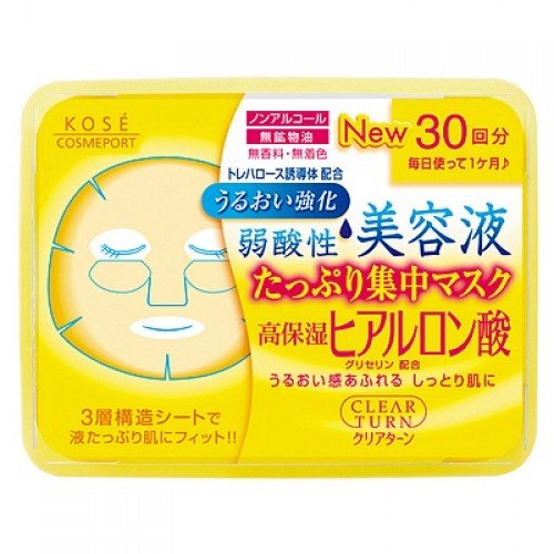 Kose Clear Turn Hyaluronic Acid Essence Facial Mask 30-Pack