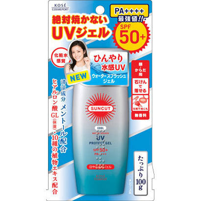 Kose Cosmeport Suncut Water Splash uv Gel 100g spf50+ Pa＋＋＋＋ [Sunscreen For Face And Body] Japan With Love