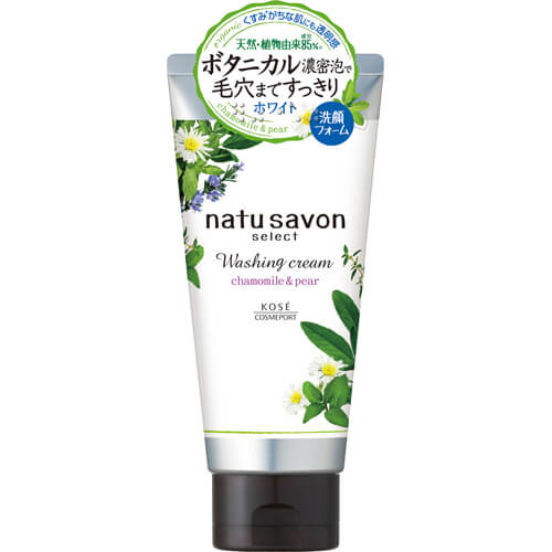 Kose Softymo Natu Savon White Face Washing Cream Chamomile & Pear  Japan With Love