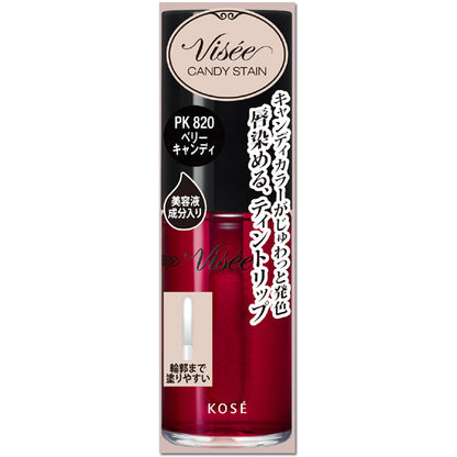 Kose Visee Riche Candy Stain Pk820 Berry Candy 7ml - Japanese Liquid Lip Gloss