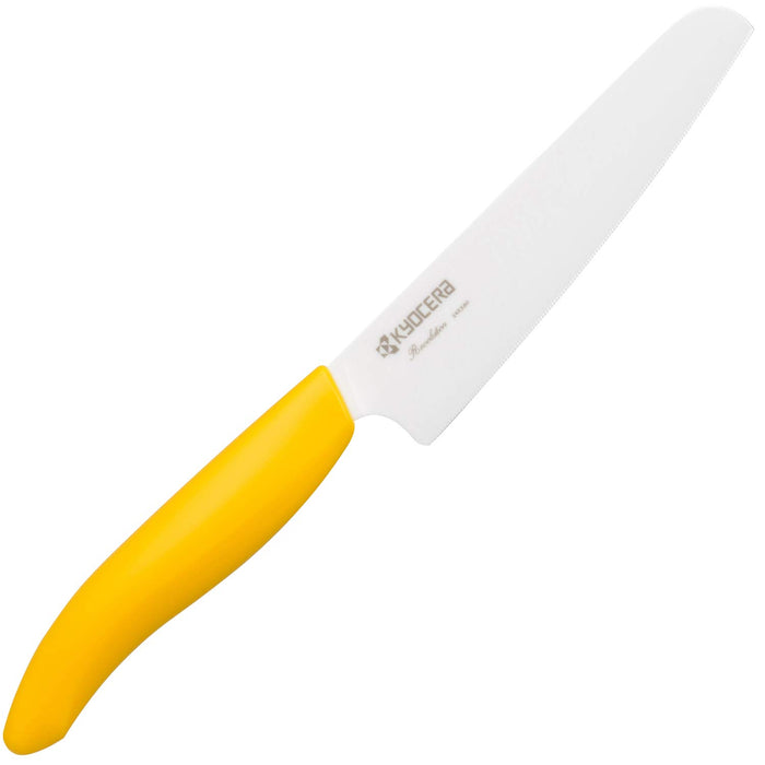 京瓷日本厨刀 12 厘米黄色微锯齿刀片 - 兼容漂白消毒 - 免费重新磨刀券 - Fkr-Mg120Yl