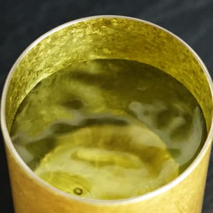 Laugh Wrinkles Guitan Titanium Sake Cup Pair Made In Japan Paulownia Box Wedding Gift Guinomi Gold Pair