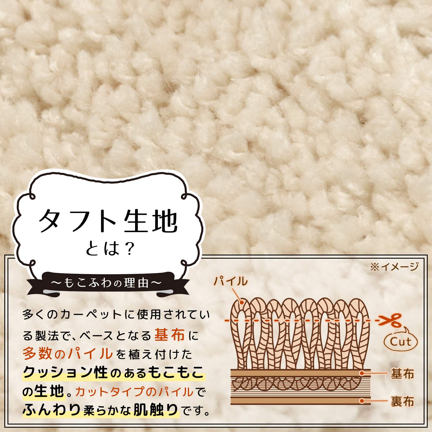 Lec Pita Q Suction Sheet Japan Beige Fluffy Tufted Fabric Slim Package Washable - B00319