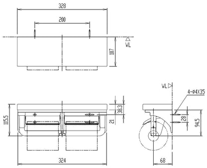 Lixil Inax Double Paper Roller With Shelves Kurie Pail Cf-Aa64Ku/Lp Made In Japan