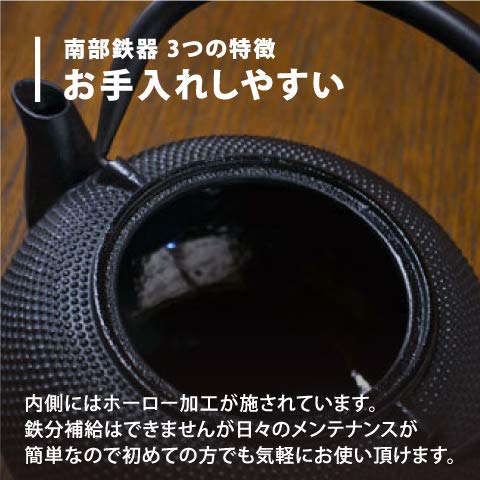 南方鐵器茶壺 0.4L - 黑色 日本製造 搪瓷內濾茶器 傳統工藝品 日本茶壺 紀念品 - Ren Of Japan