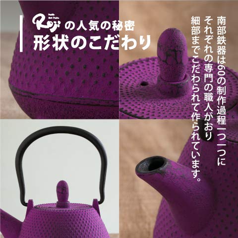 Ren Of Nambu Tekki Teapot 0.4L Japan - Arare Dome Purple - Enameled Tea Strainer Included
