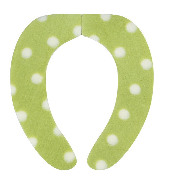 Sanko Mitsuba Toilet Seat Cover 9Mm Washable Made In Japan Green Dots Suction Kc-72