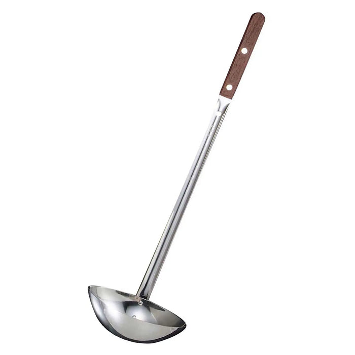 Marutama Stainless Steel Double-Sided-Scooping Long Ladle With Wooden Handle 144ml