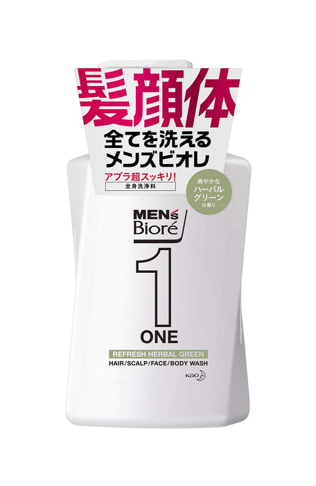 Men'S Biore One All-In-One Body Cleanser Herbal Green Scent Pump 480Ml Japan