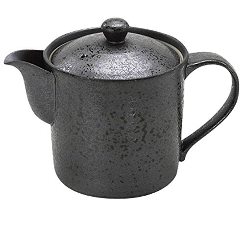 Itsumi Pottery Mh Pot Black Blowing Large With Cylindrical Tea Strainer 043228 - Japanese