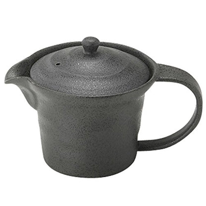 Itsumi Pottery Mino Ware 023343 Wide Mouth Pot Yv Black Matte W/ Deep Mushi Tea Strainer - Japan