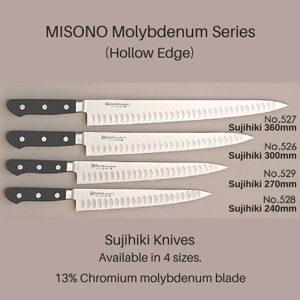 Misono 钼 Sujihiki 刀（空心刃）Sujihiki 240mm（编号 528）