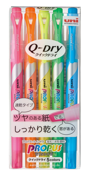 Mitsubishi Pencil Highlighter Propass Quick Dry 5 Colors Japan Pus138T5C