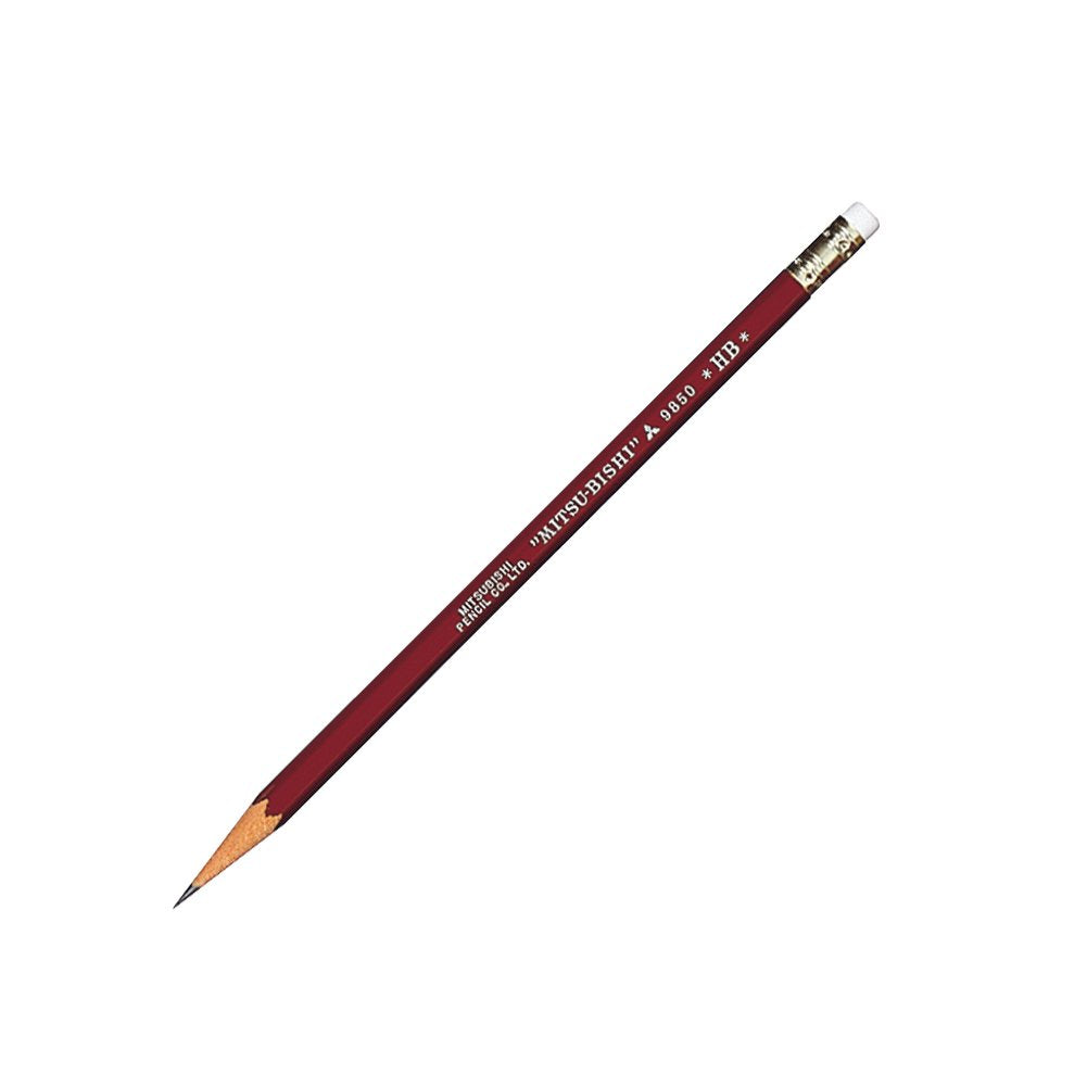 Mitsubishi Pencil Pencil With Eraser 9850 Hb (Japan) - 1 Dozen