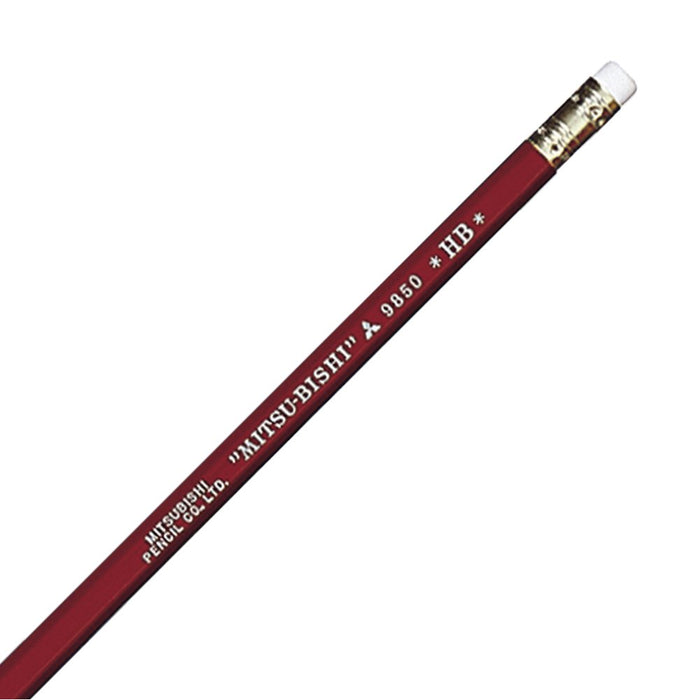 Mitsubishi Pencil Pencil With Eraser 9850 Hb (Japan) - 1 Dozen