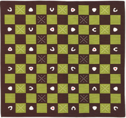 Miyamoto-Towel Furoshiki Lunch Cloth Japanese Pattern Okami'S 50X50Cm Checkered Rice Ball