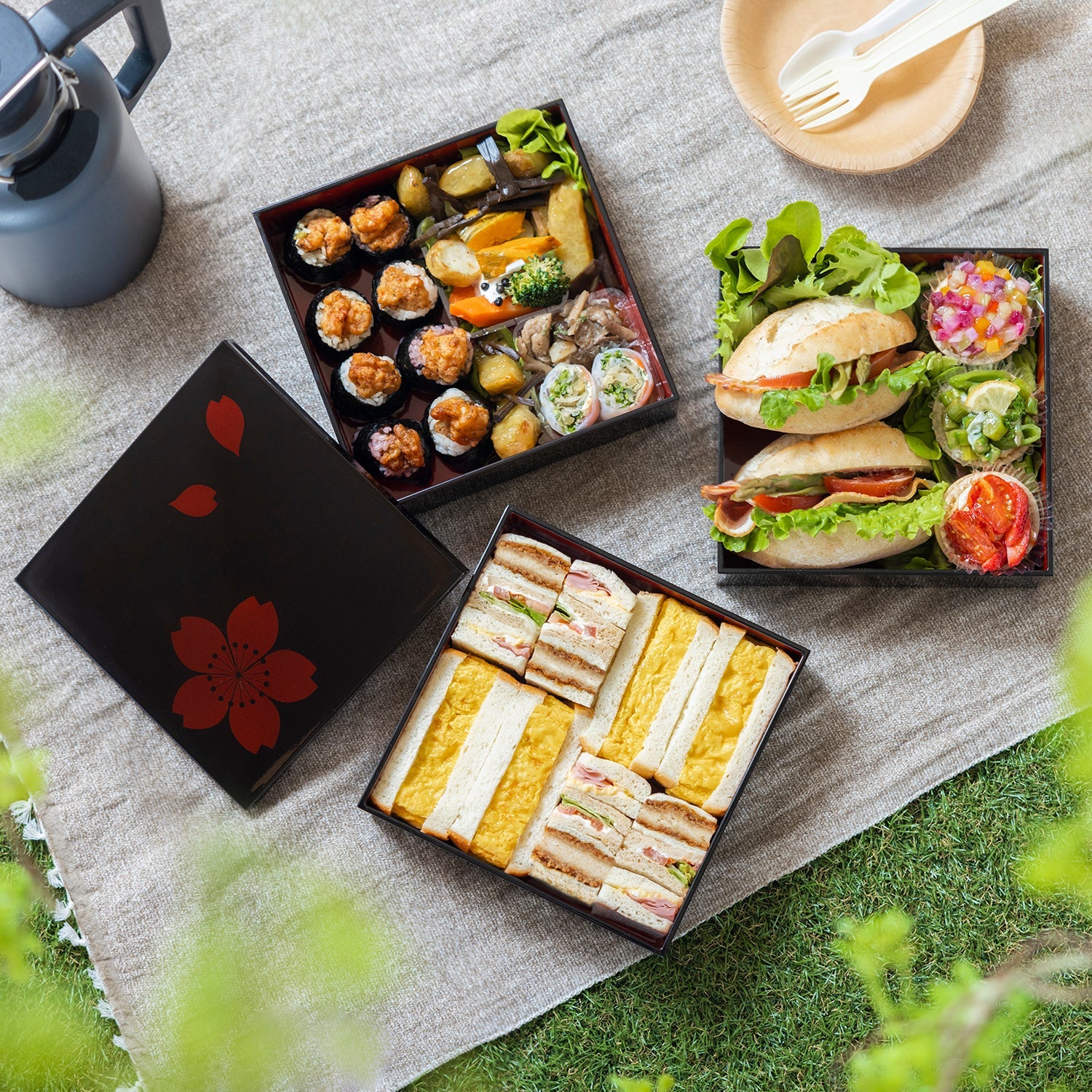 Miyamoto Abs Resin 3-Tier Jubako Box Sakura 150mm