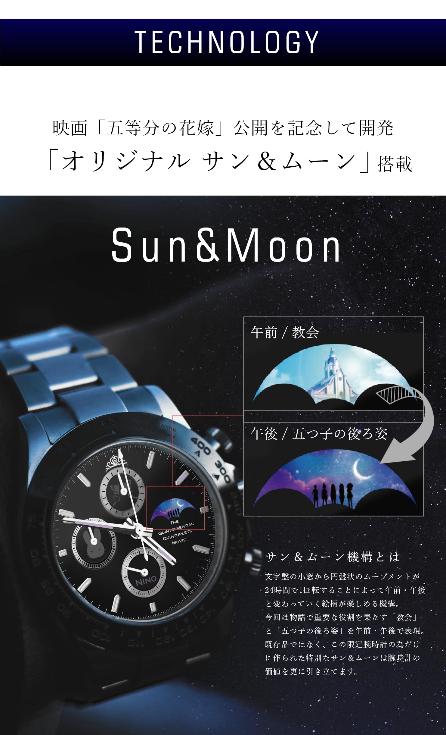 Toei Japan The Quintessential Quintuplets Nino Nakano Chronograph Watch Sun Moon (White)