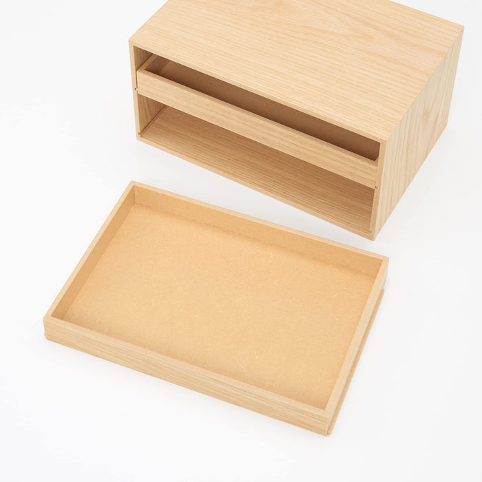 Mujirushi Ryohin Wooden Tray Storage 2 Drawers Japan 25.2X17X12.6Cm