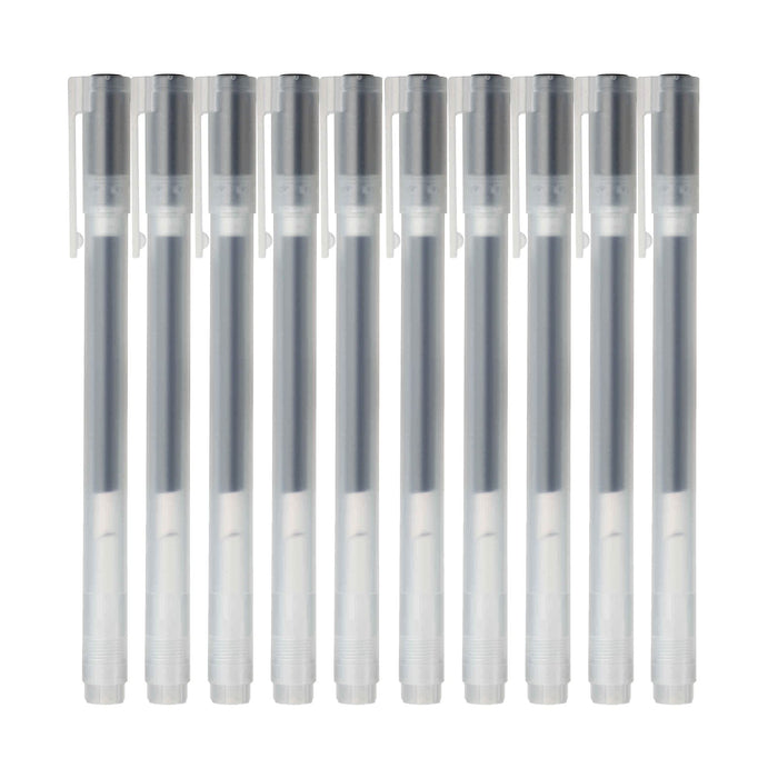 10 Pack Muji Japan 44564776 Black Gel Ink Ballpoint Pen 0.5Mm Tip 140X10Mm