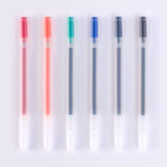 Mujirushi Ryohin Gel Ink Ballpoint Pen Set (6 Colors 0.5Mm) - Made In Japan