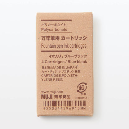 Muji 44596913 Fountain Pen Cartridge Blue Black 4 Pieces Japan Φ7.5Mm 58X