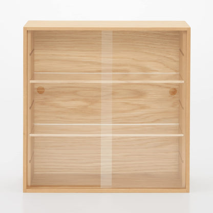 Mujirushi Ryohin Japan Wooden Collection Stand W/ Sliding Door 25.2X8.4X25.2Cm 44310250