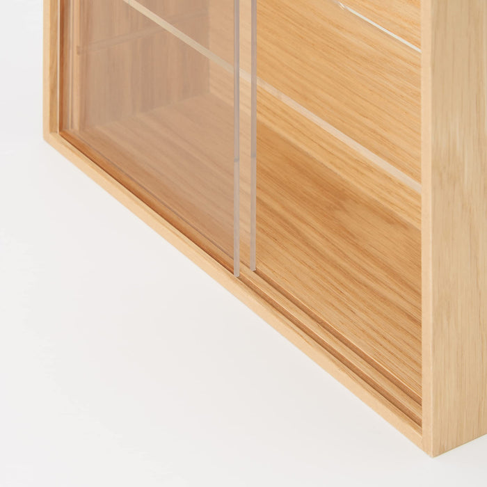Mujirushi Ryohin Japan Wooden Collection Stand W/ Sliding Door 25.2X8.4X25.2Cm 44310250