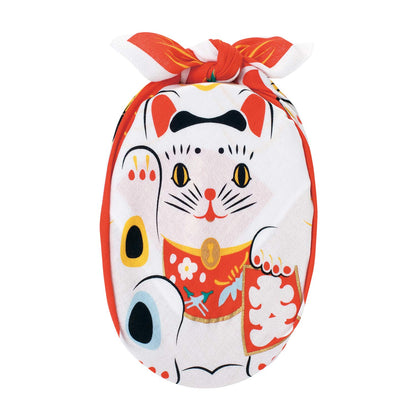 Musubi Furoshiki 48Cm Maneki Neko Kohaku Made In Japan 20464-105