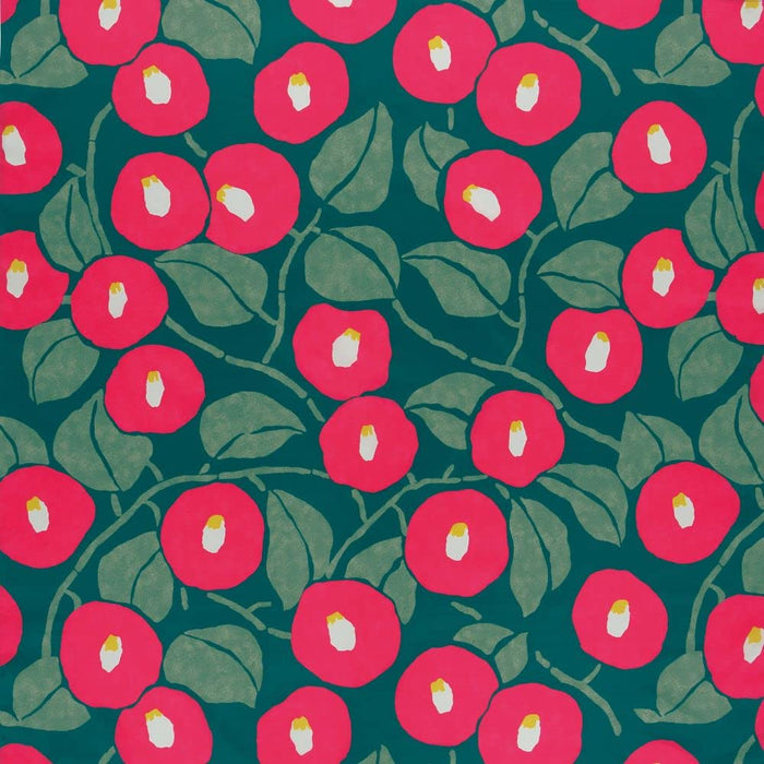 Musubi Furoshiki 100Cm Yumeji Aqua Drop Camellia Moss Green Polyester Water Repellent Japan