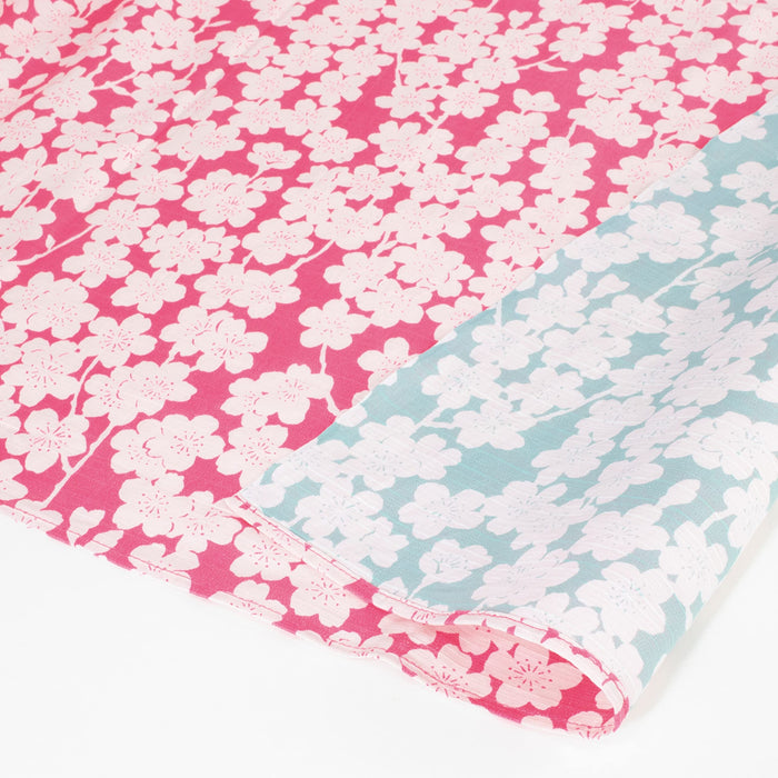 Musubi Furoshiki Chief Isa Pattern Double Sided Weeping Cherry Blossom Pink Mint 48Cm Cotton Japan