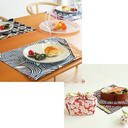 Musubi Furoshiki Chief Isa Pattern Double Sided Weeping Cherry Blossom Pink Mint 48Cm Cotton Japan