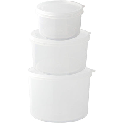 Nagao Round Polypropylene Storage Container Set Made In Japan - 490Ml 900Ml 1700Ml