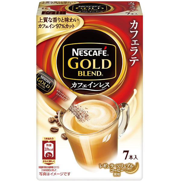 Nestle Japan Nescafe Gold Blend Cafe Latte Caffeine-Less Instant Coffee 7 Sticks