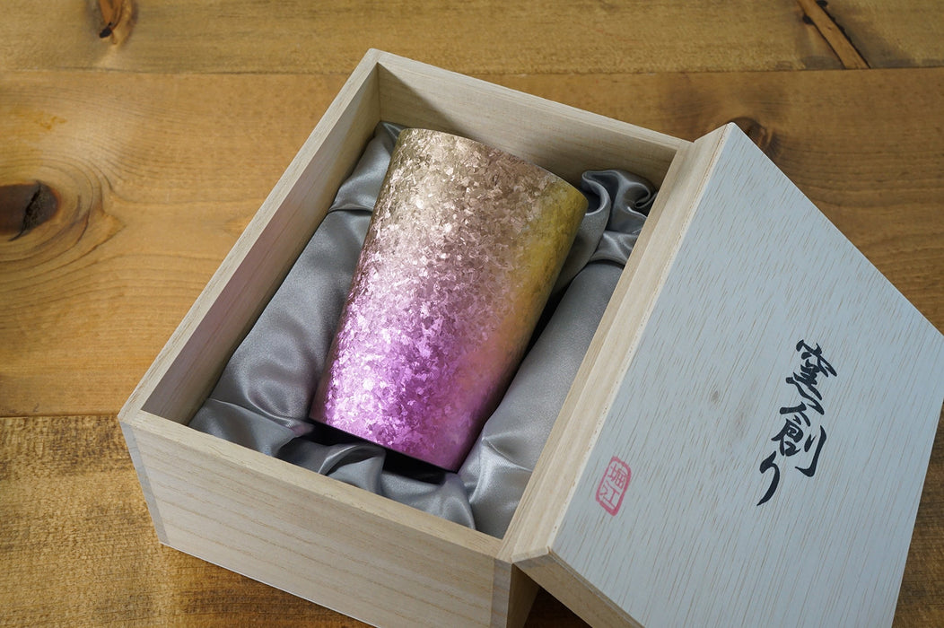 Horie Niigata Prefecture Tsubame Titanium Double Tumbler Kiln Creation 270Cc Light Gradation Pink Japan T09Km270Gp
