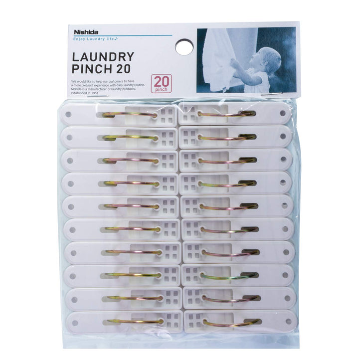 Nishida Clothespins 20Pcs White 3.9X1.2X6Cm Made In Japan