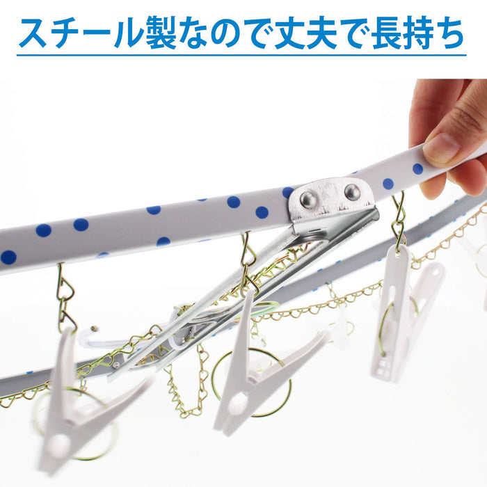 Nishida 日本洗衣衣架 Proleave 钢制方形蓝色圆点 30 夹白色