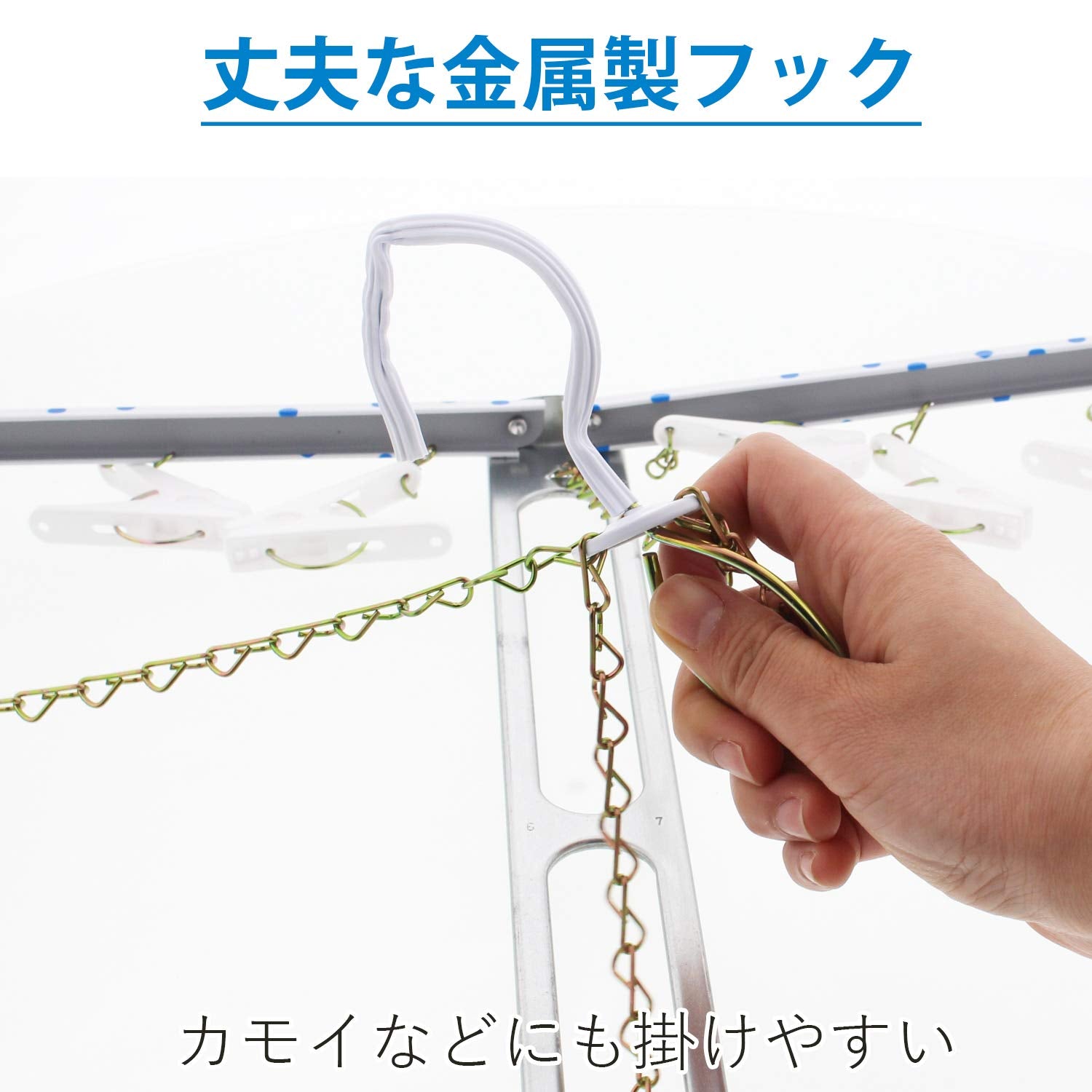 Nishida Japan Laundry Hanger Proleave Steel Square Blue Polka Dots 30 Pinches White