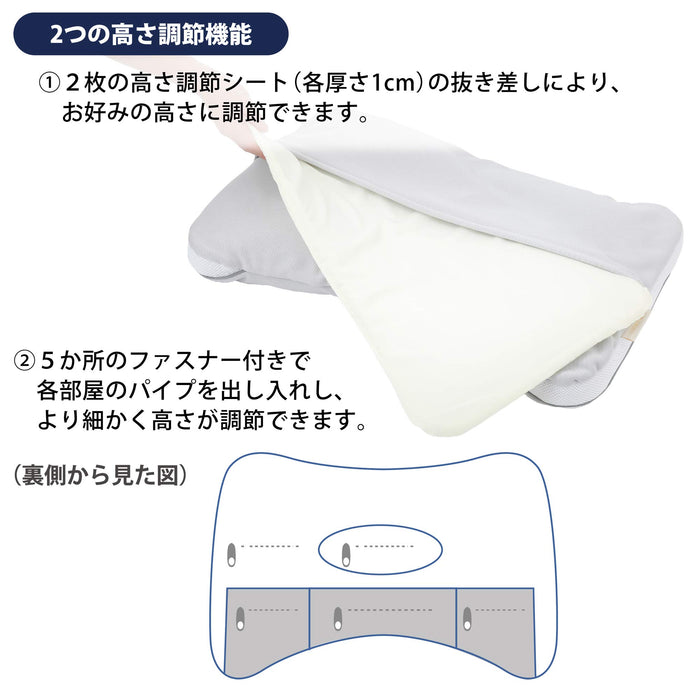 Nishikawa Doctor Sleep Pillow 65X40Cm Gray 2-Layer Polyester Adjustable Height Made In Japan - 650869003