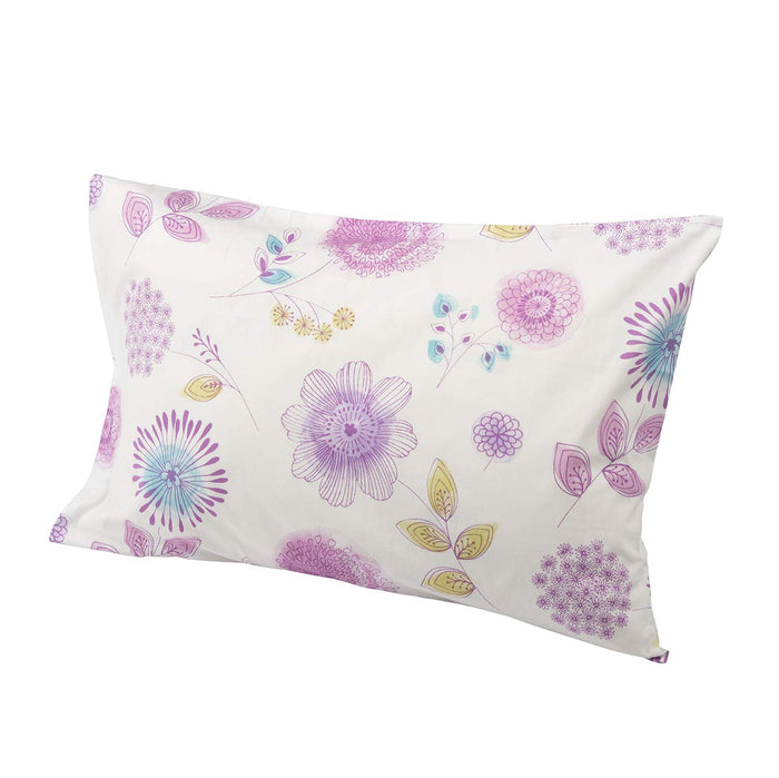 Nishikawa 100% Cotton Pillow Cover Fits 63X43Cm | Botanical Pattern/Pink | Soft Touch Washable | Feminine Watercolor Design | Japan