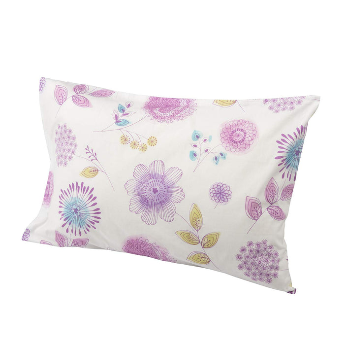 Nishikawa 100% Cotton Pillow Cover Fits 63X43Cm | Botanical Pattern/Pink | Soft Touch Washable | Feminine Watercolor Design | Japan