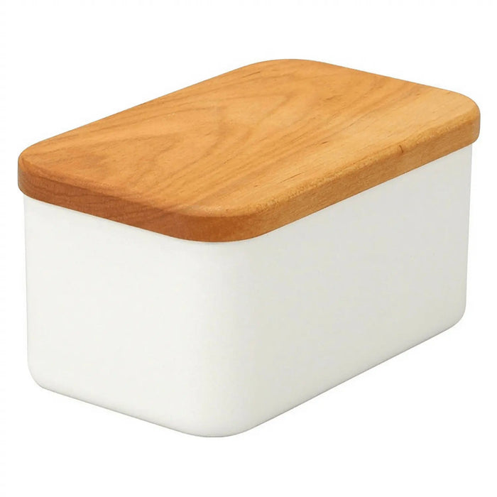 Noda Horo Enamel Butter Dish With Solid Cherry Wood Lid for 450 g Butter
