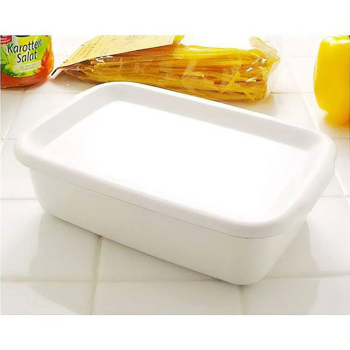 Noda Horo White Series Enamel Rectangle Deep Food Containers With Enamel Lid Large