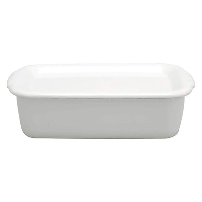 Noda Horo White Series Enamel Rectangle Deep Food Containers With Enamel Lid Medium