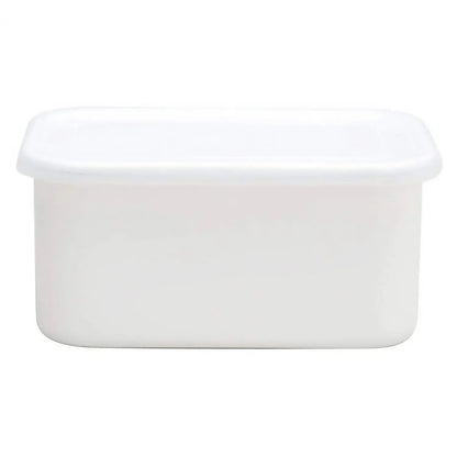 Noda Horo White Series Enamel Rectangle Deep Food Containers With Lid Extra Large
