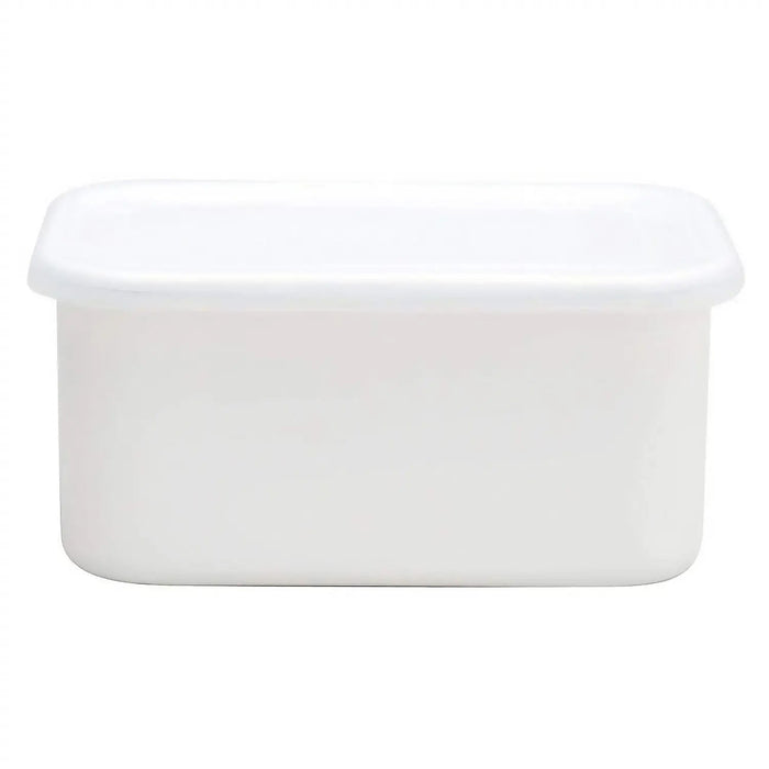 Noda Horo White Series Enamel Rectangle Deep Food Containers With Lid Extra Large