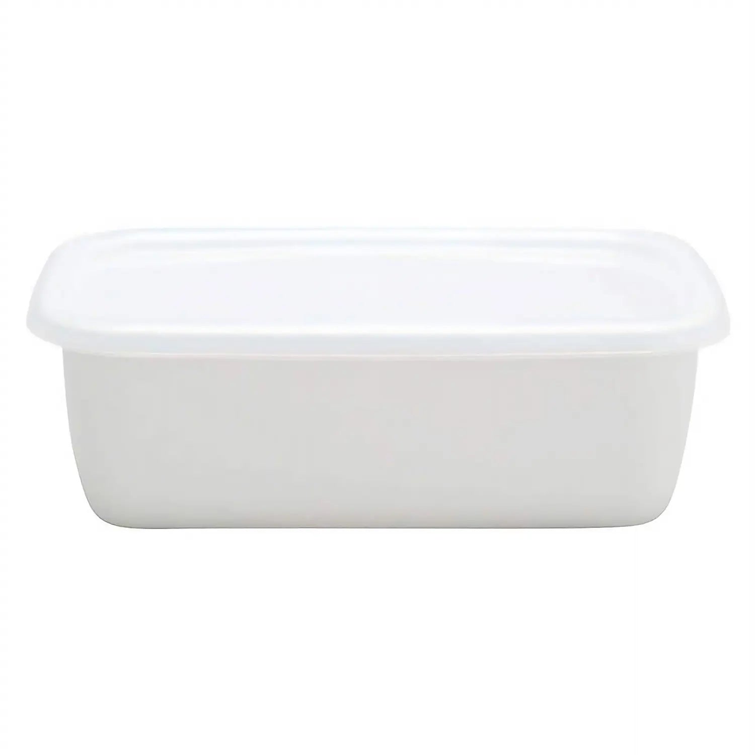 Noda Horo White Series Enamel Rectangle Deep Food Containers With Lid Large